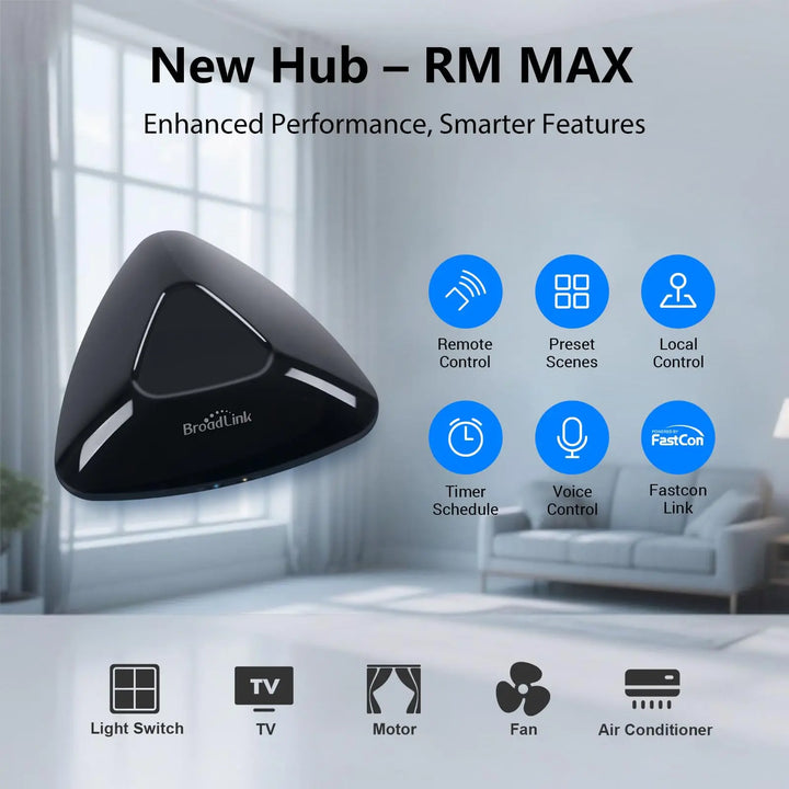 Broadlink MAX Smart Remote Hub, WiFi/BLE, IR/RF Control for TV & AC