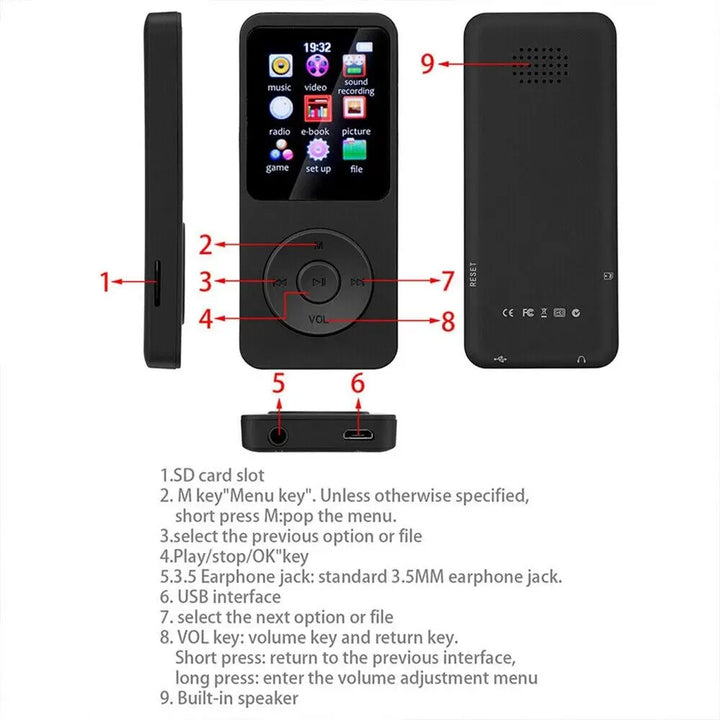 Bluetooth MP3/MP4 Music Player with TFT LCD, E-Book & Audio Recorder