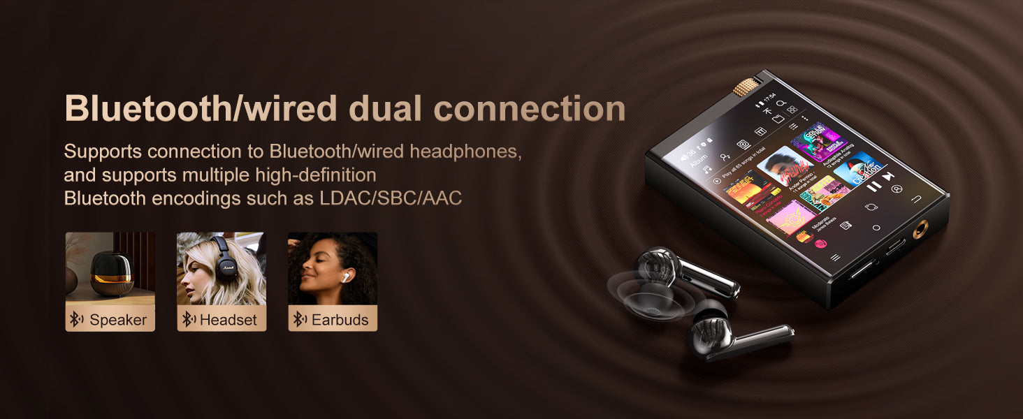 Oilsky Hi-Fi MP3 Player, Bluetooth/WiFi, Lossless DSD, 64GB Expandable