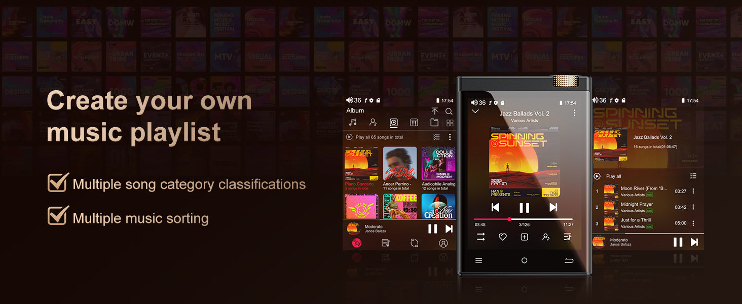 Oilsky Hi-Fi MP3 Player, Bluetooth/WiFi, Lossless DSD, 64GB Expandable