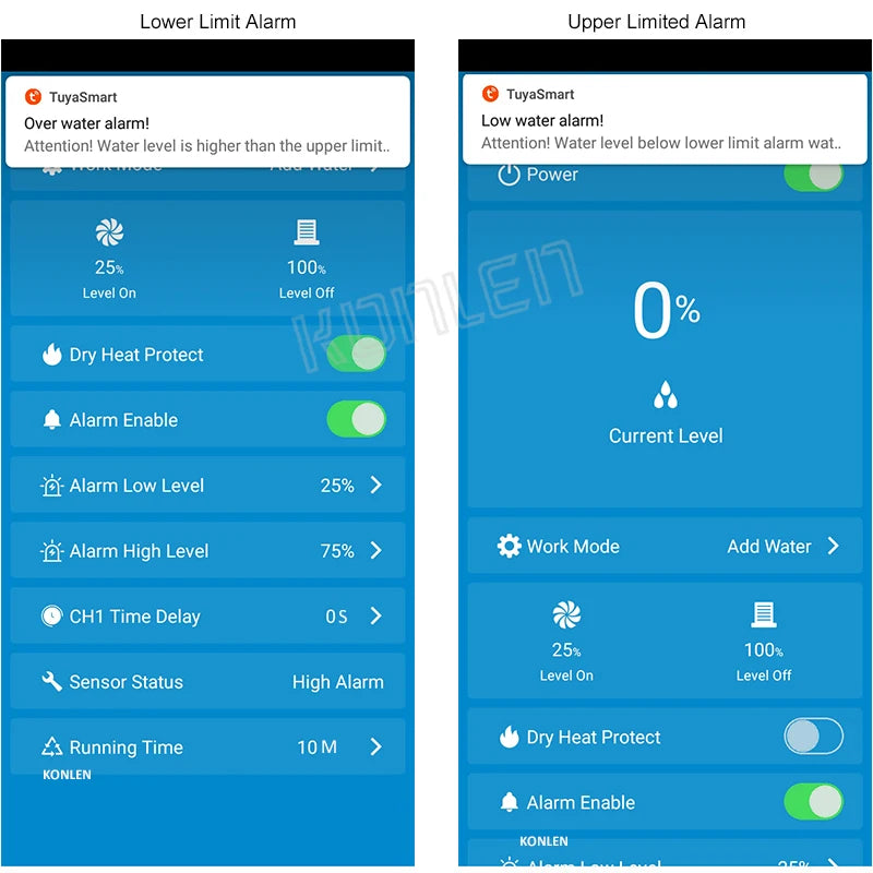 KONLEN Tuya WiFi Water Level Sensor & Leak Alarm Controller