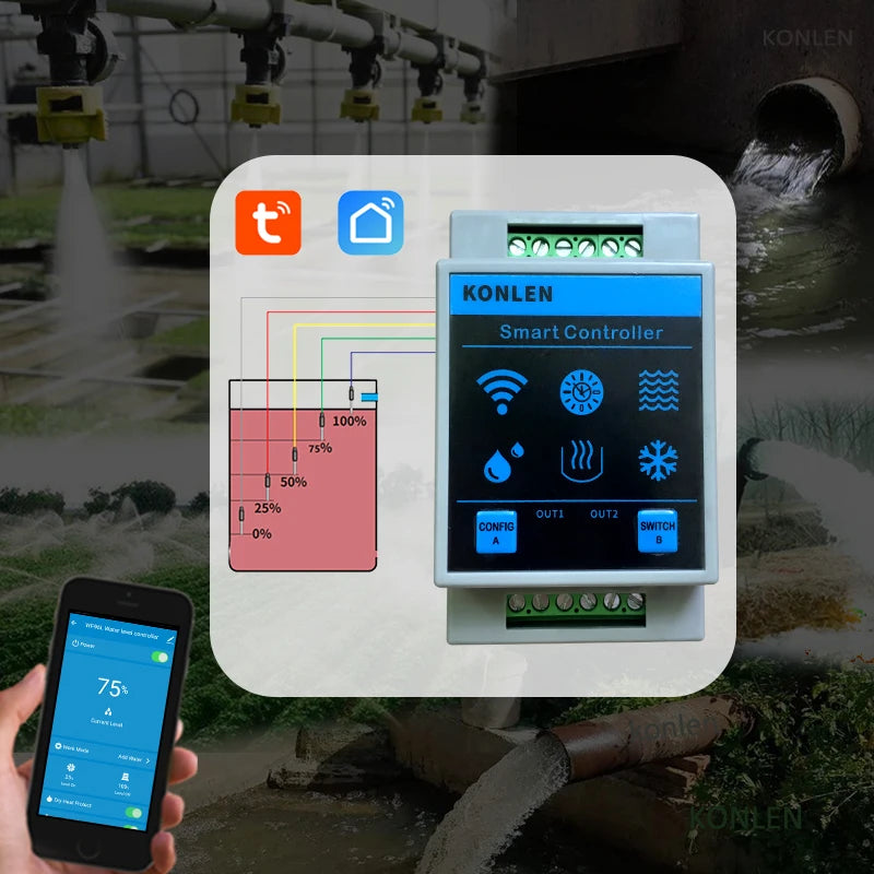 KONLEN Tuya WiFi Water Level Sensor & Leak Alarm Controller