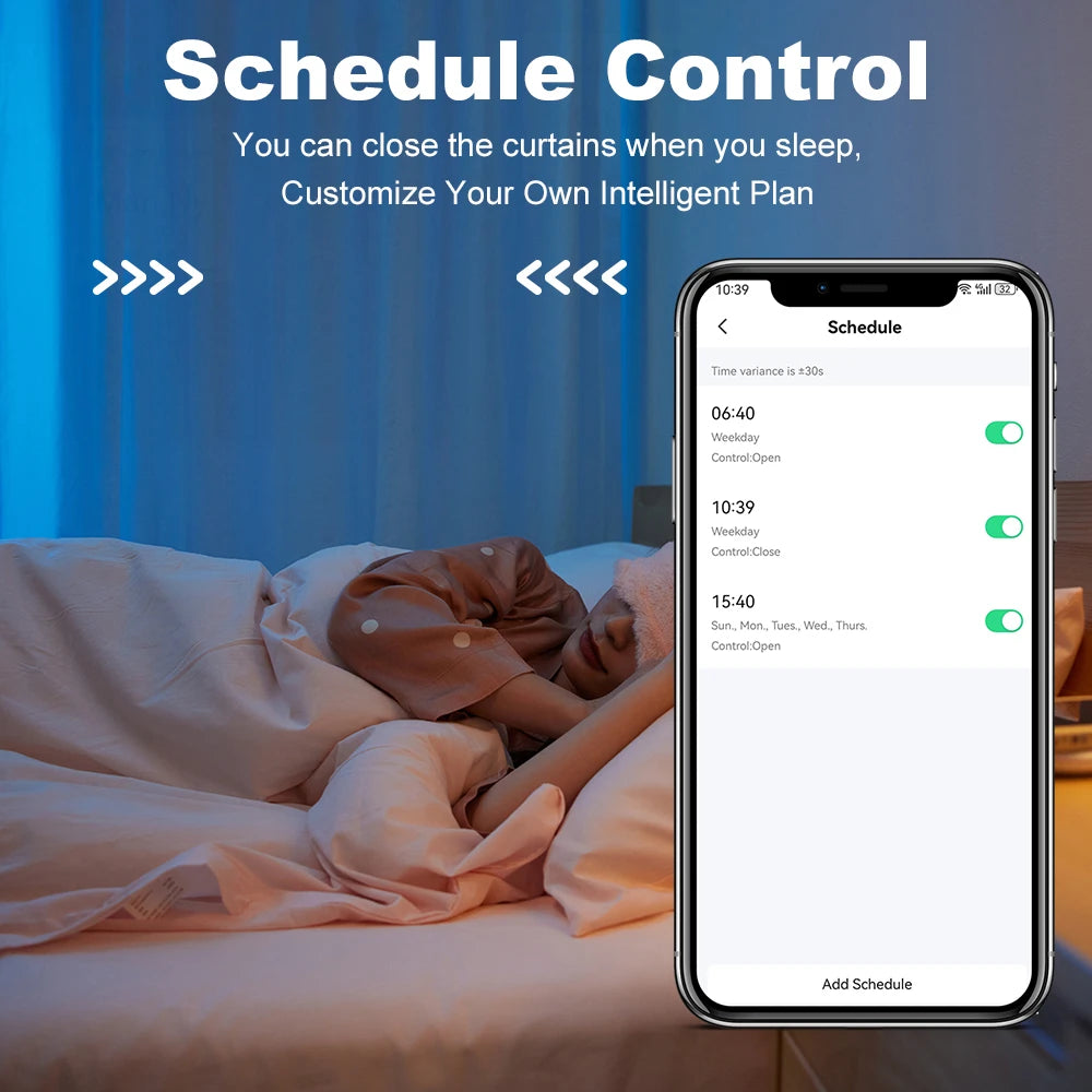Tuya Smart Zigbee/WiFi Curtain Motor, 155mm Silent Electric Shutter