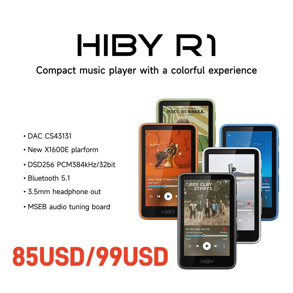 HiBy R1 HiFi Music Player, MP3, USB DAC, WiFi & Bluetooth 5.1