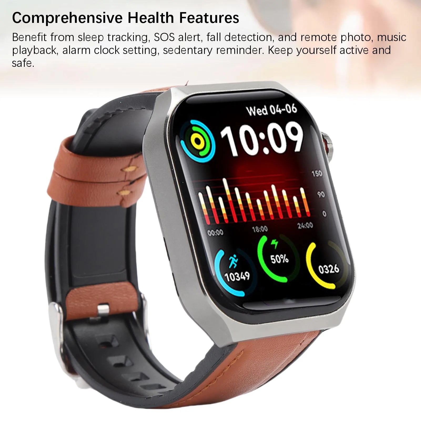 Fitness Smartwatch with Bluetooth Call, 52 Sports Modes, SOS Alert