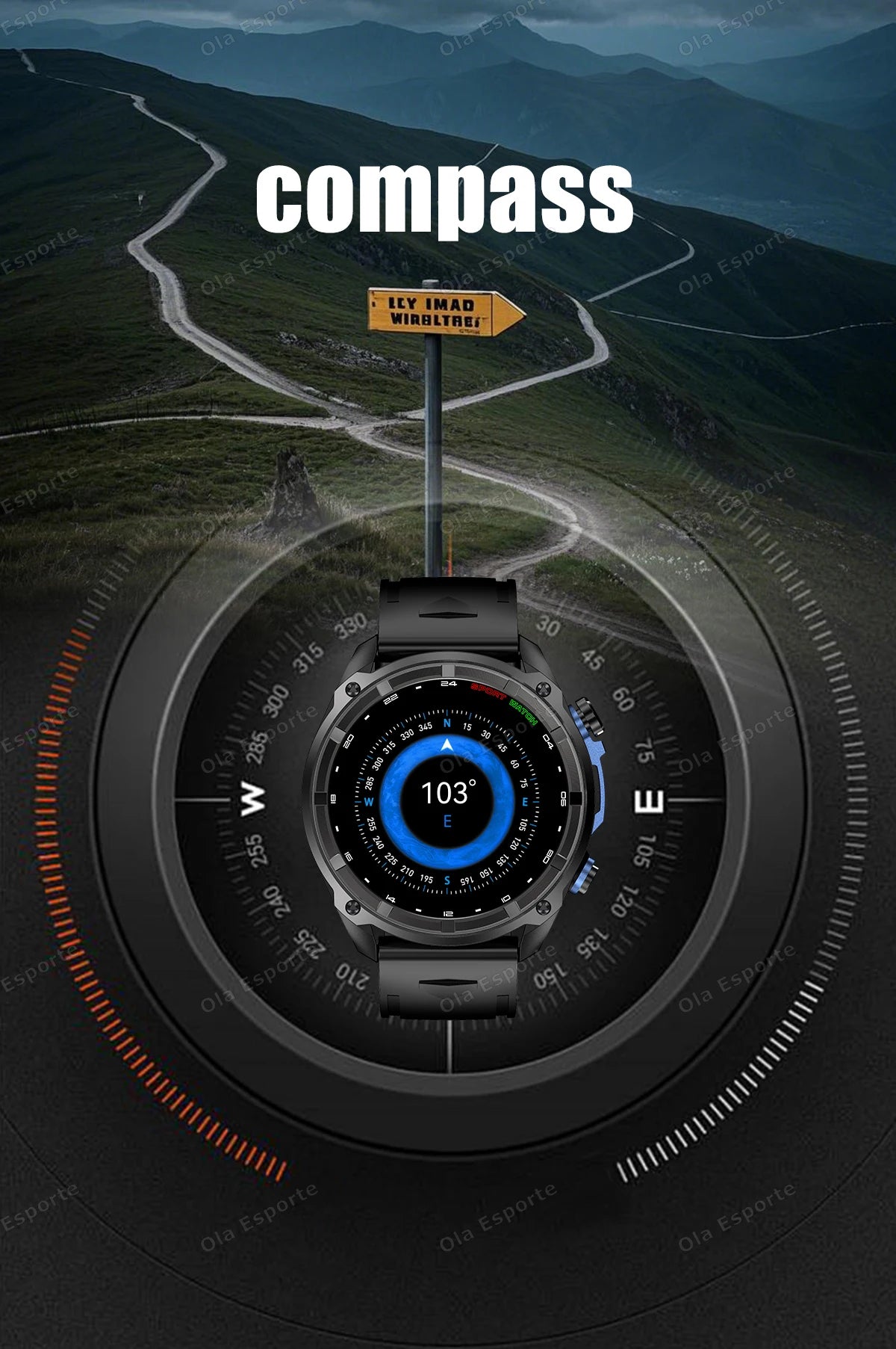 GPS Smartwatch for Men, 1.43" AMOLED, 3ATM Waterproof, 4GB Offline Map