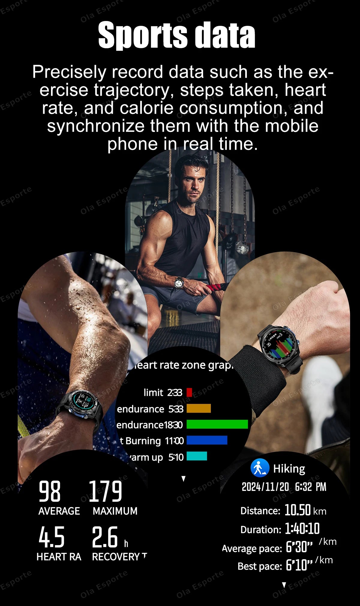 GPS Smartwatch for Men, 1.43" AMOLED, 3ATM Waterproof, 4GB Offline Map