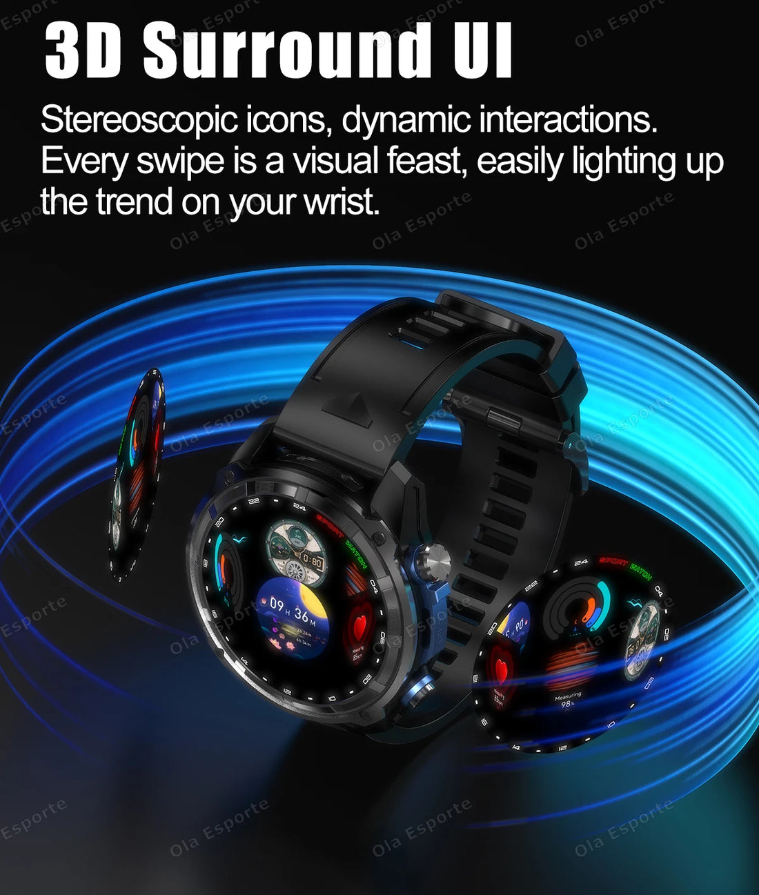 GPS Smartwatch for Men, 1.43" AMOLED, 3ATM Waterproof, 4GB Offline Map
