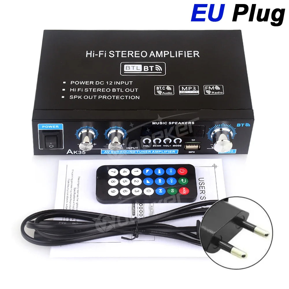 Woopker AK Series Digital Amplifier, Bluetooth, 2-Channel HiFi, FM/USB