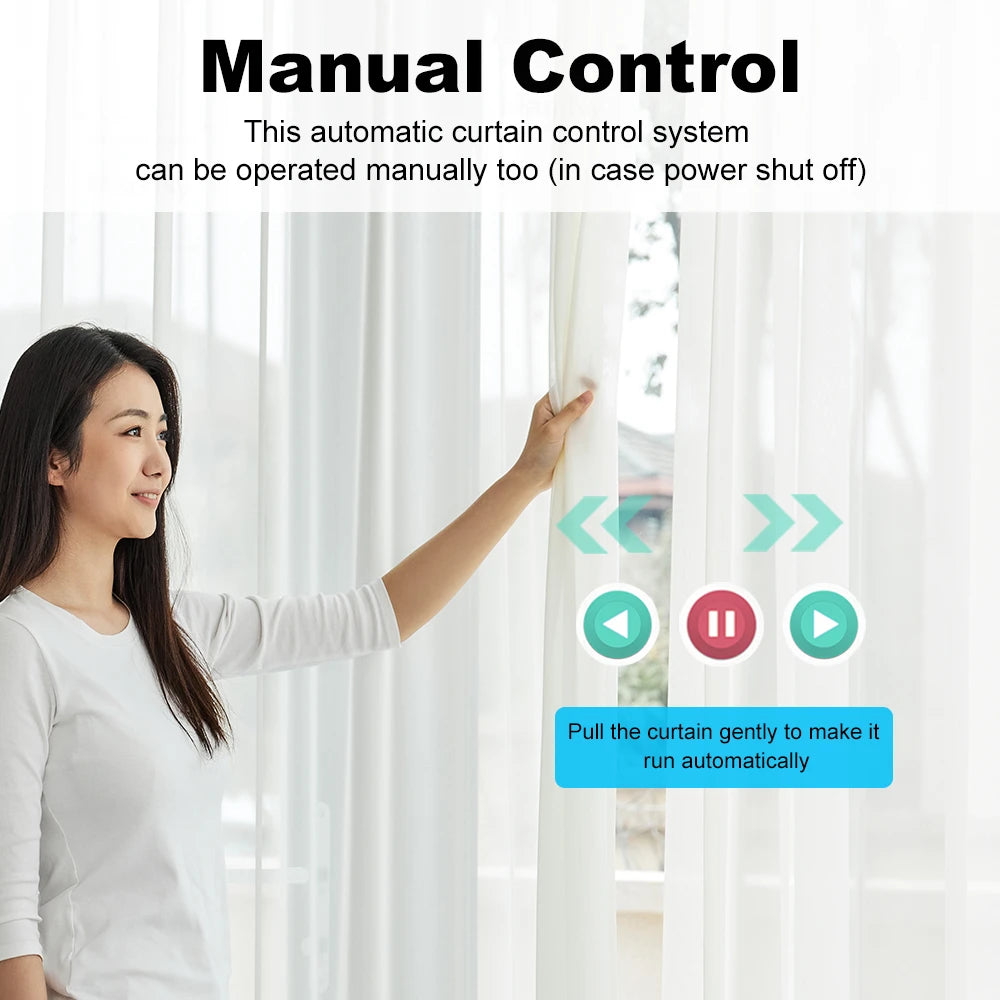 Tuya Smart Zigbee/WiFi Curtain Motor, 155mm Silent Electric Shutter