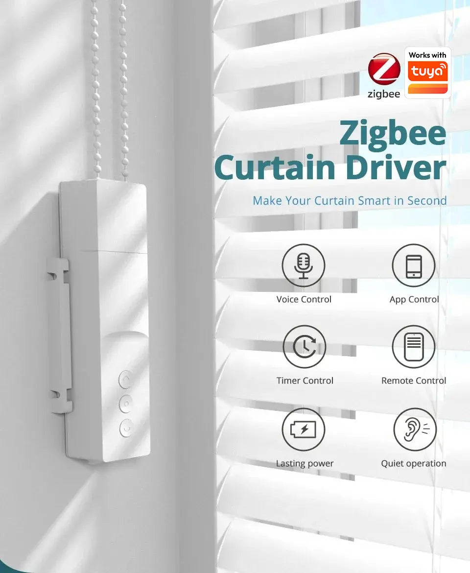 Zemismart Zigbee Smart Roller Shade Motor, Battery Powered, Voice Control