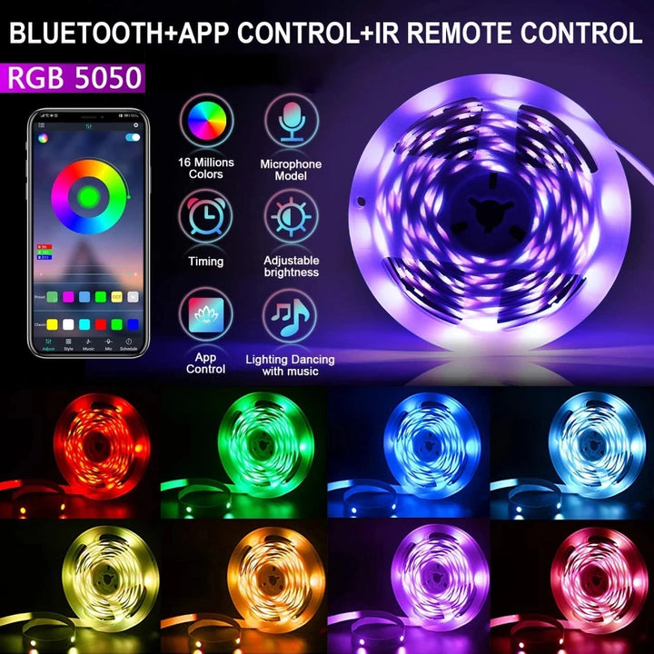 1–30M USB RGB LED Strip Lights, 5050, Tuya APP Control