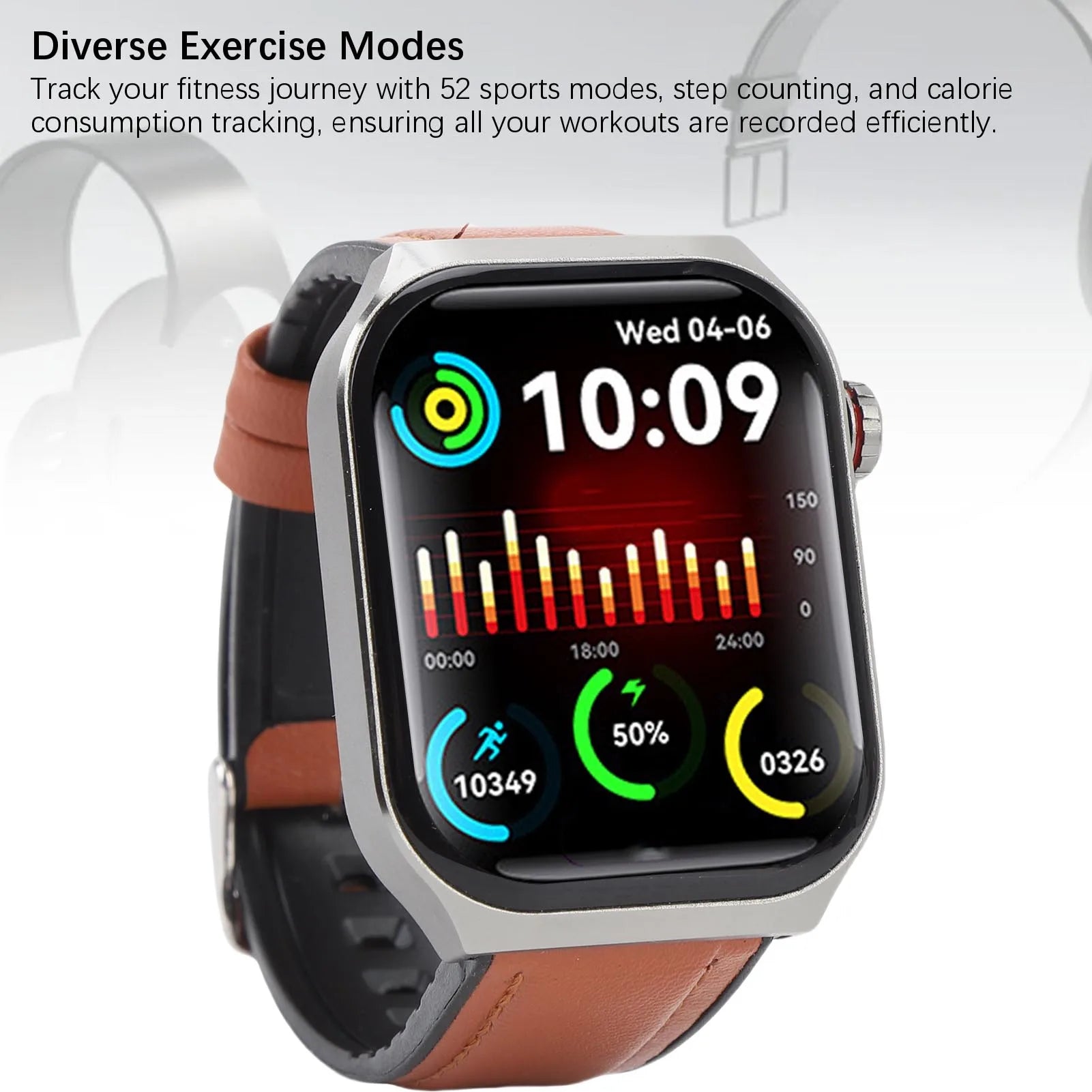 Fitness Smartwatch with Bluetooth Call, 52 Sports Modes, SOS Alert