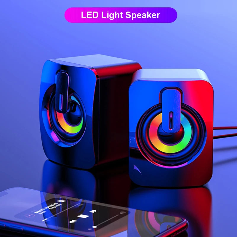 USB Wired PC Speakers with HIFI Stereo and LED Light