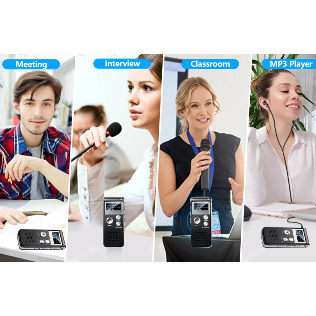 Mini Digital Voice Recorder, Voice Activated, USB & MP3 Playback