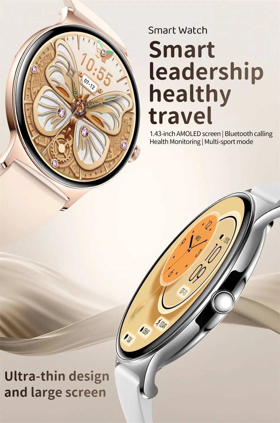 Huawei Ultra Slim AMOLED Smartwatch for Women, Always-On Display, BT Calling
