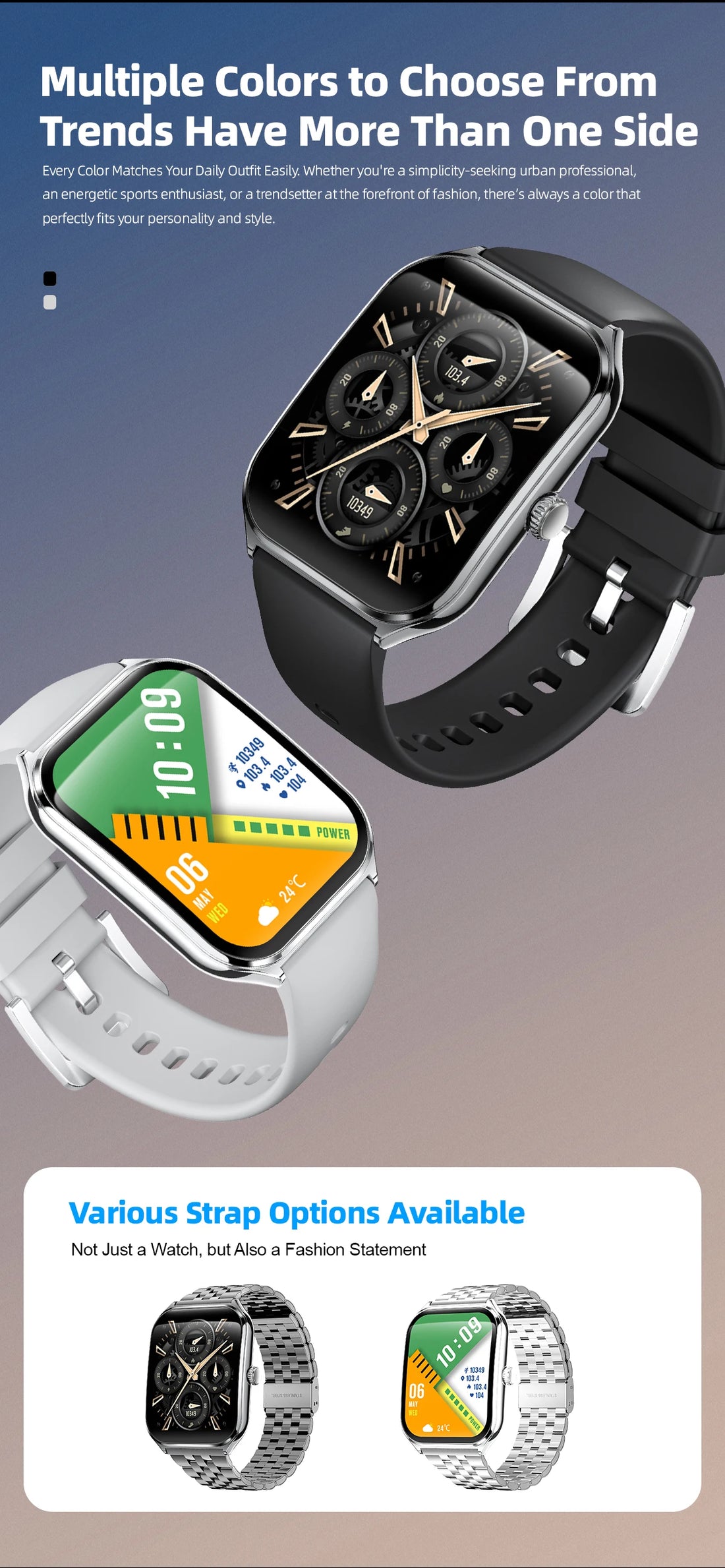 Ultra-Thin Smartwatch, 1.96" AMOLED, 360×360 HD, Always-On Display