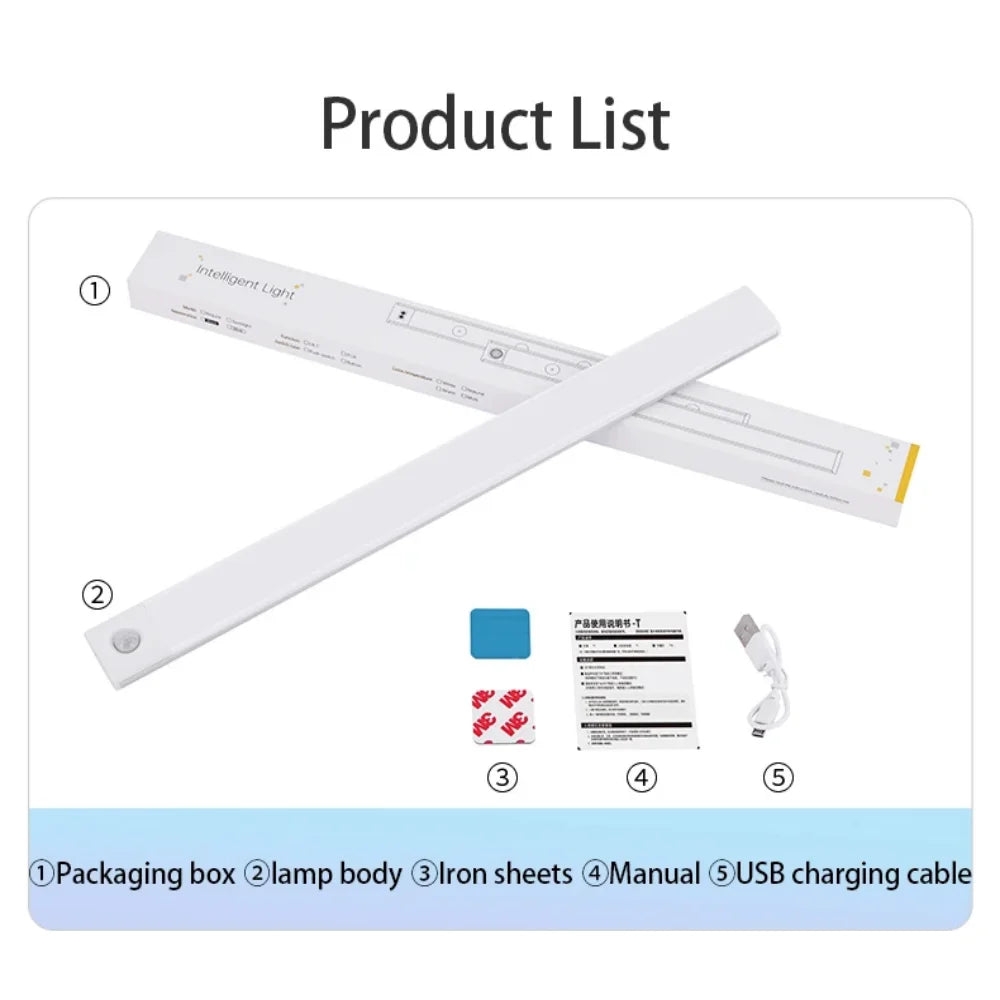 Motion Sensor LED Night Light, USB Rechargeable, Wireless Cabinet Lamp