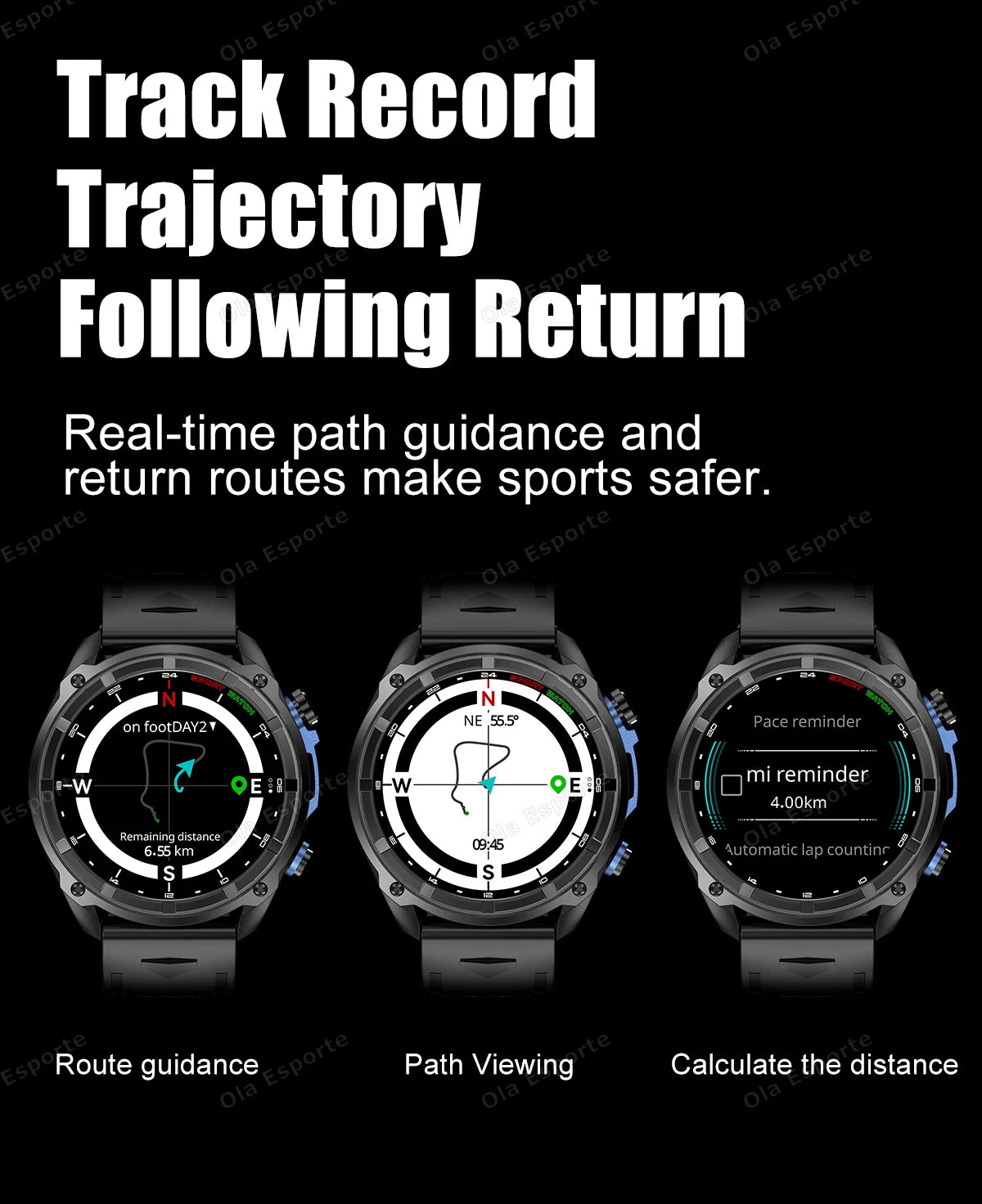 GPS Smartwatch for Men, 1.43" AMOLED, 3ATM Waterproof, 4GB Offline Map