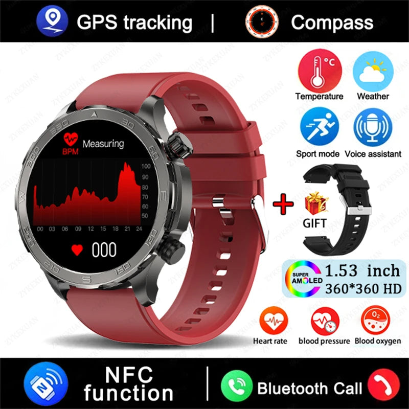 2025 Bluetooth Call Smartwatch for Men, AMOLED HD, NFC, GPS, IP68
