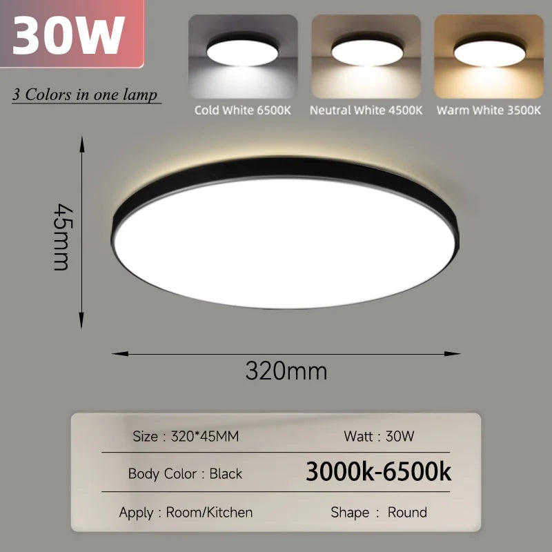 Smart LED Ceiling Light, Dimmable, 3 Colors, with Remote