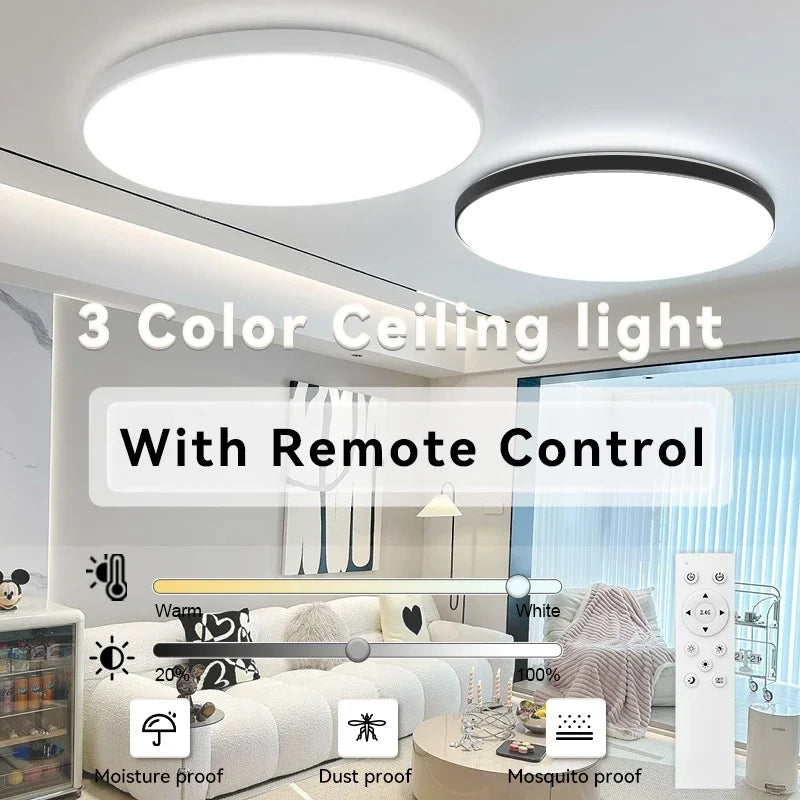 Smart LED Ceiling Light, Dimmable, 3 Colors, with Remote