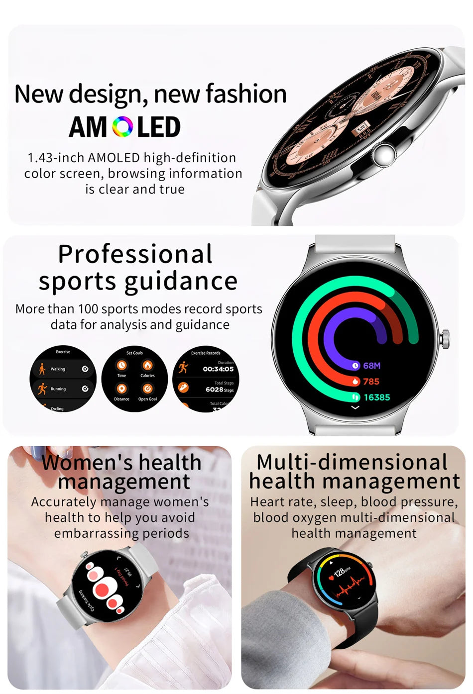 Huawei Ultra Slim AMOLED Smartwatch for Women, Always-On Display, BT Calling