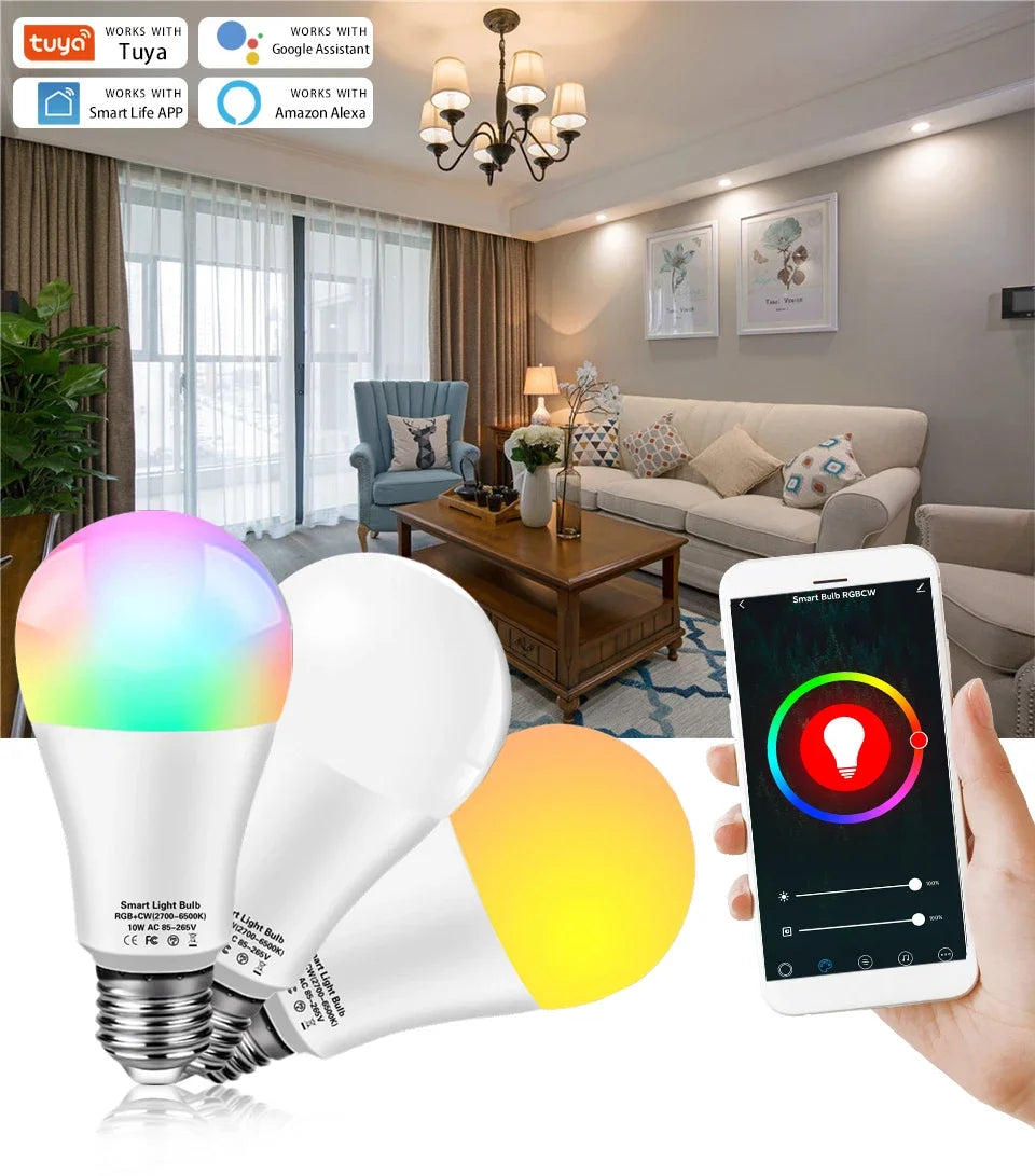 Tuya Smart WiFi LED Bulb, E27, 10W/15W/20W, RGB, APP & Voice Control