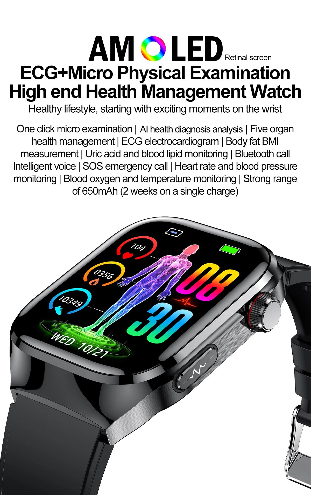 2025 Micro Health Smartwatch for Men, Body & Organ Monitor, Bluetooth Call