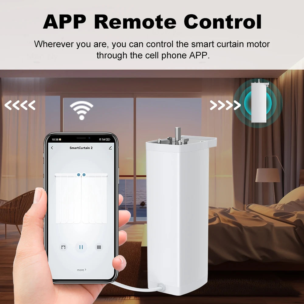 Tuya Smart Zigbee/WiFi Curtain Motor, 155mm Silent Electric Shutter