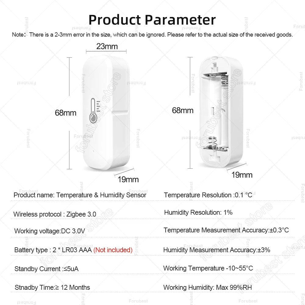 Zigbee Smart Temperature & Humidity Sensor, App Remote Monitor