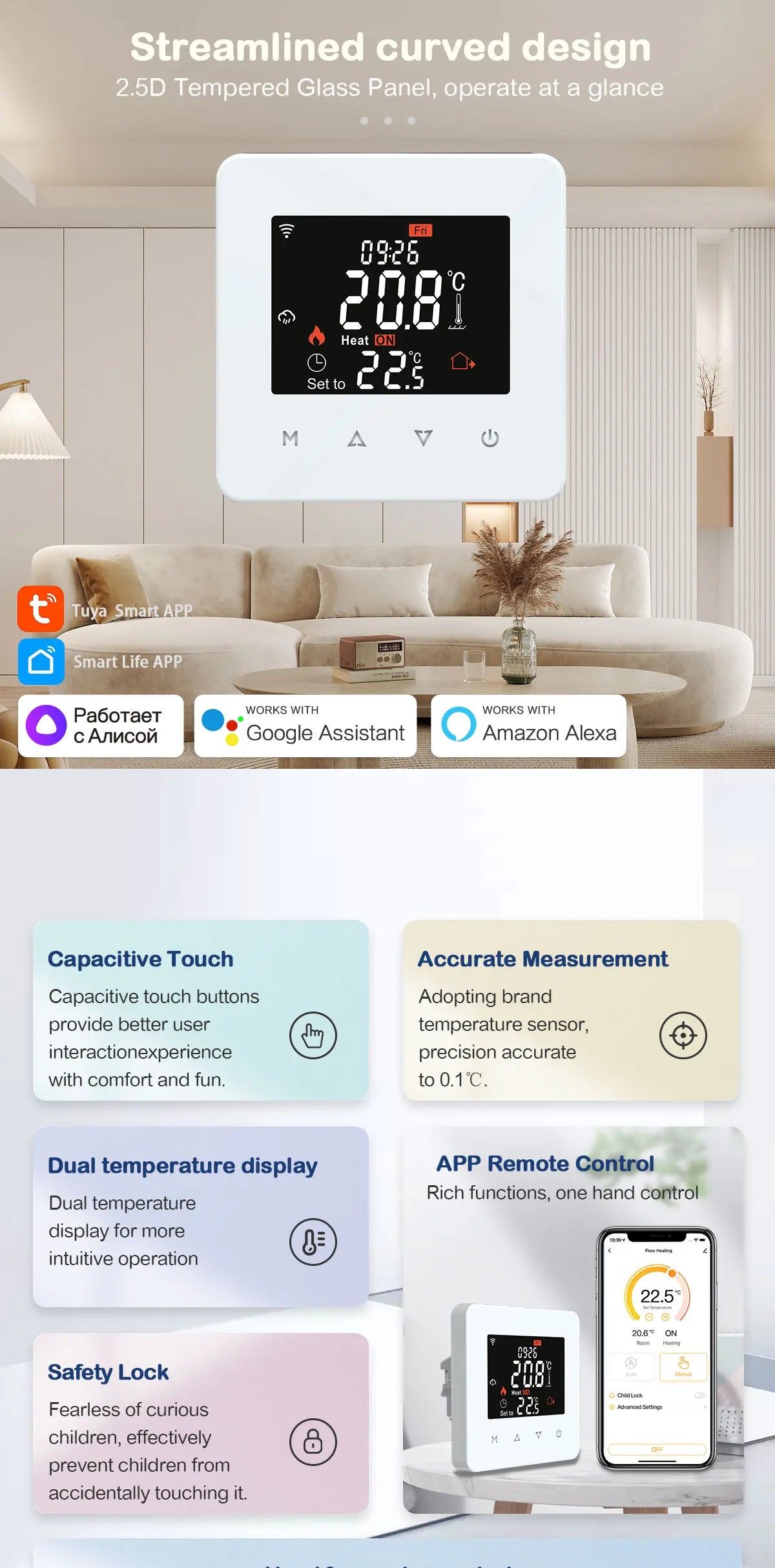 Tuya WiFi Smart Thermostat for Water/Electric Floor Heating & Gas Boiler