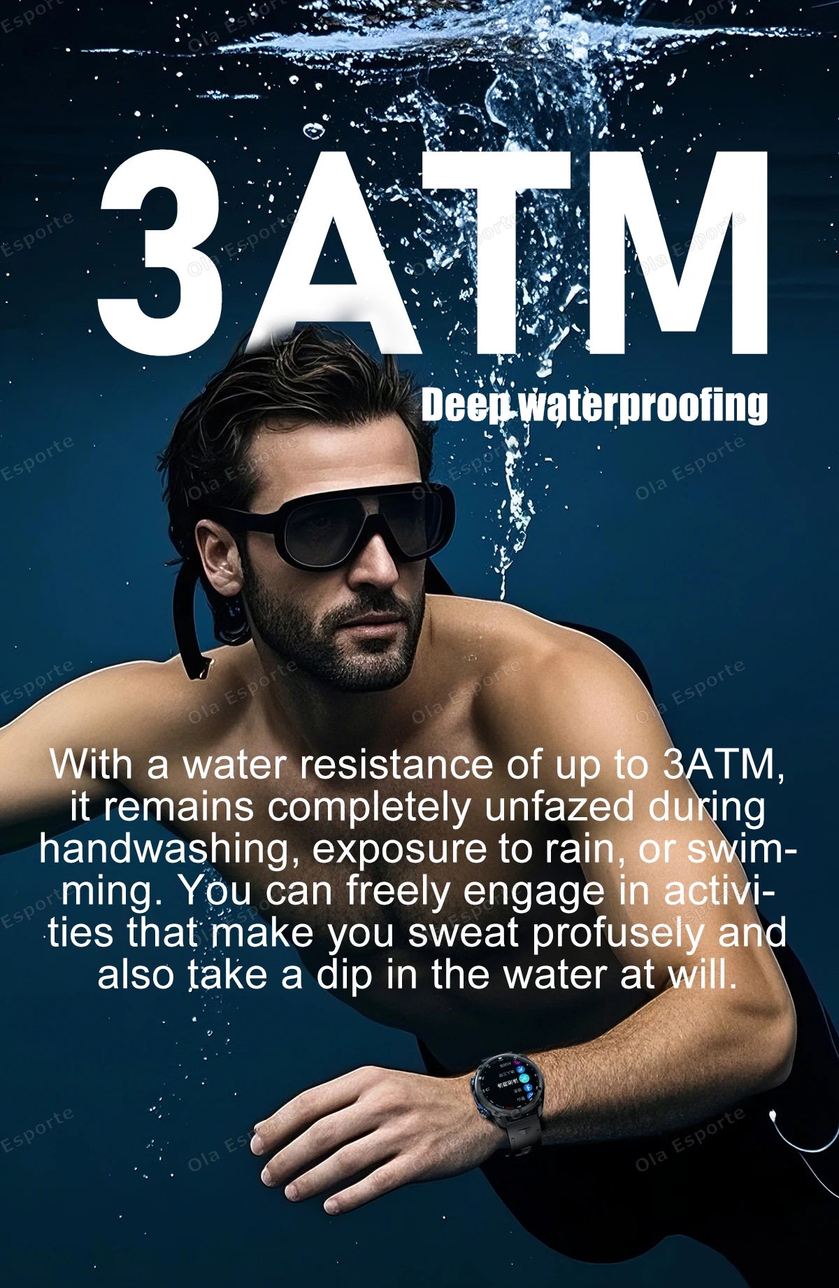 GPS Smartwatch for Men, 1.43" AMOLED, 3ATM Waterproof, 4GB Offline Map