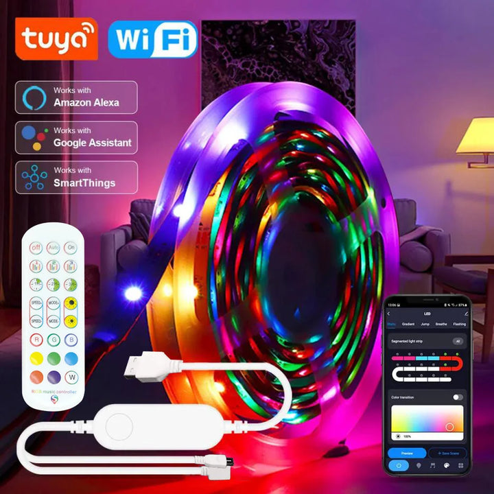 1–30M USB RGB LED Strip Lights, 5050, Tuya APP Control