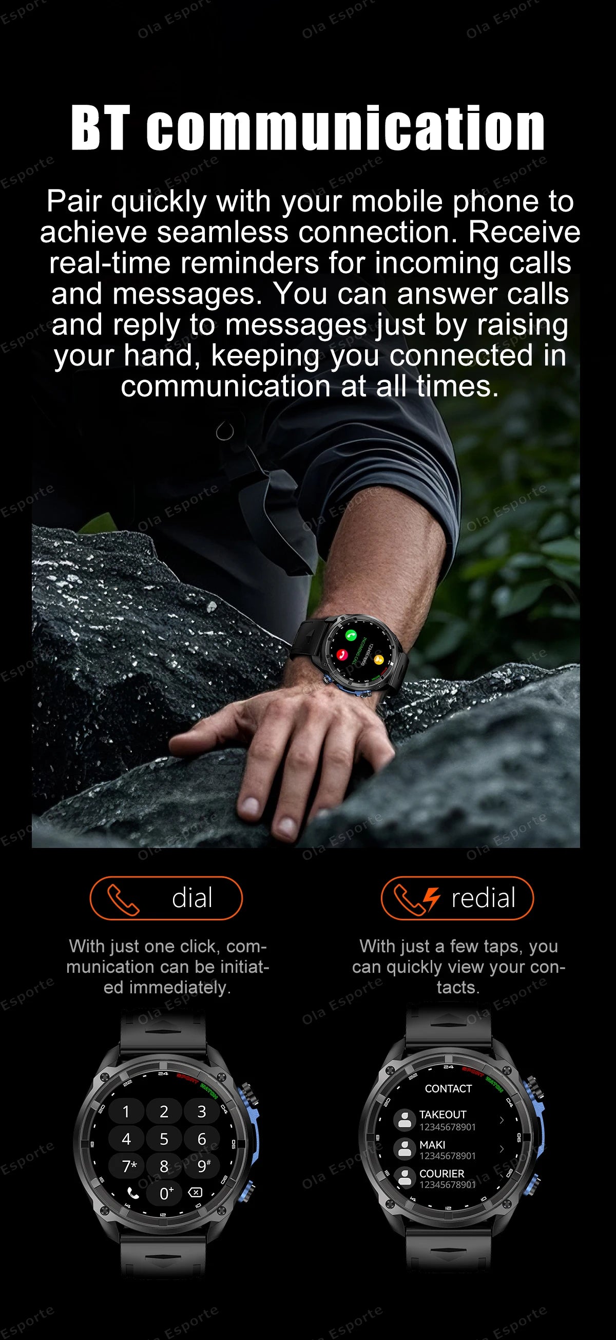 GPS Smartwatch for Men, 1.43" AMOLED, 3ATM Waterproof, 4GB Offline Map