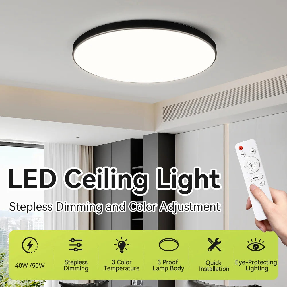 Smart LED Ceiling Light, Dimmable, 3 Colors, with Remote