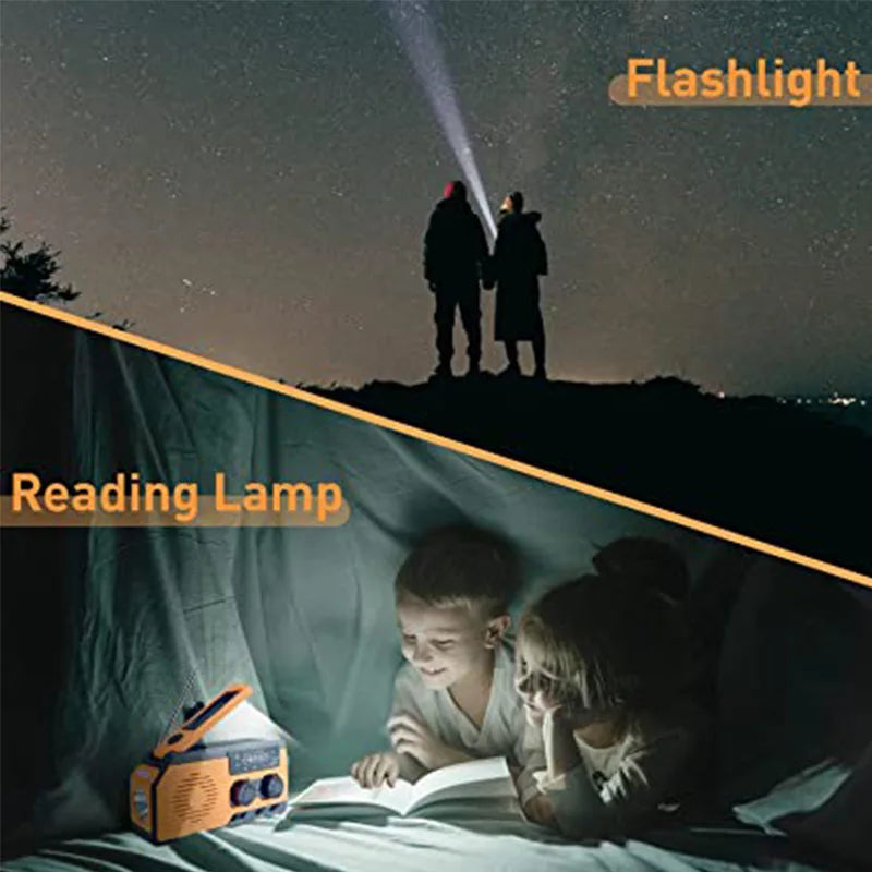 LOTOTG Portable Solar Emergency Radio, Hand Crank, AM/FM, Power Bank