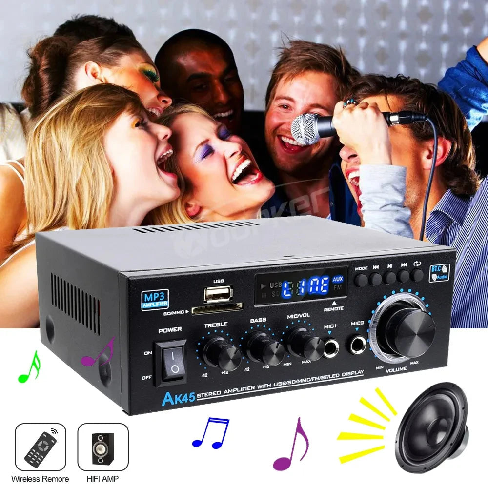 Woopker AK Series Digital Amplifier, Bluetooth, 2-Channel HiFi, FM/USB