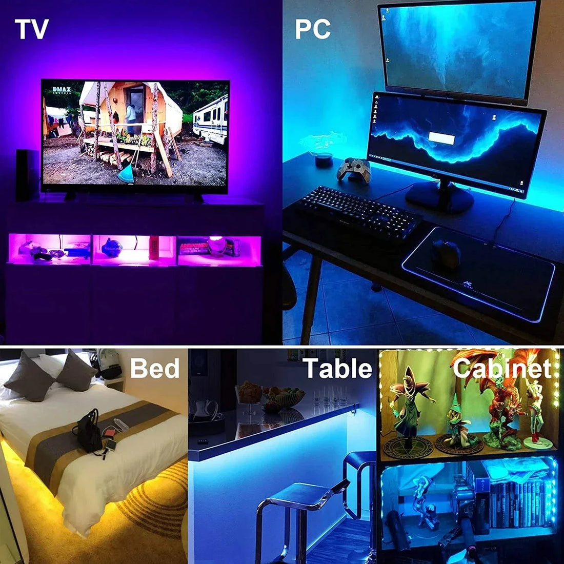 Smart 5050 RGB LED Strip Light, USB 5V, Bluetooth APP, Remote