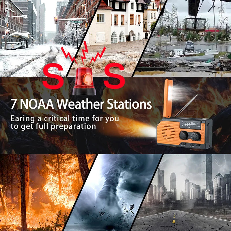 LOTOTG Portable Solar Emergency Radio, Hand Crank, AM/FM, Power Bank