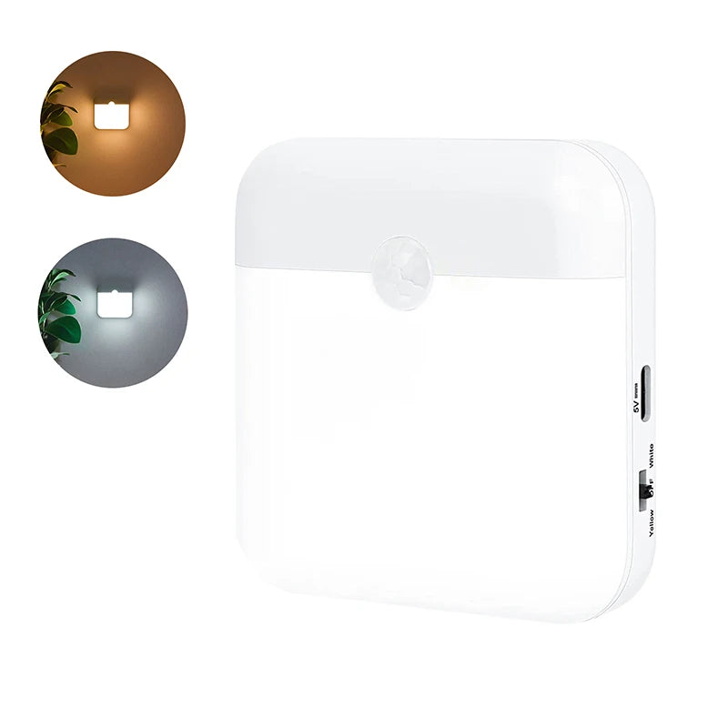 LED Smart Human Body Sensor Night Light, USB Rechargeable, Wireless