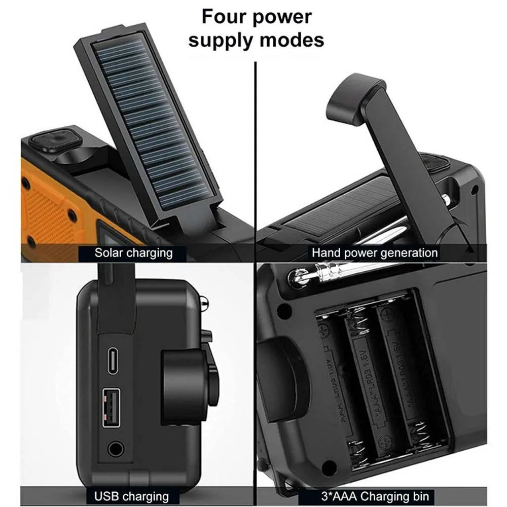 LOTOTG Portable Solar Emergency Radio, Hand Crank, AM/FM, Power Bank