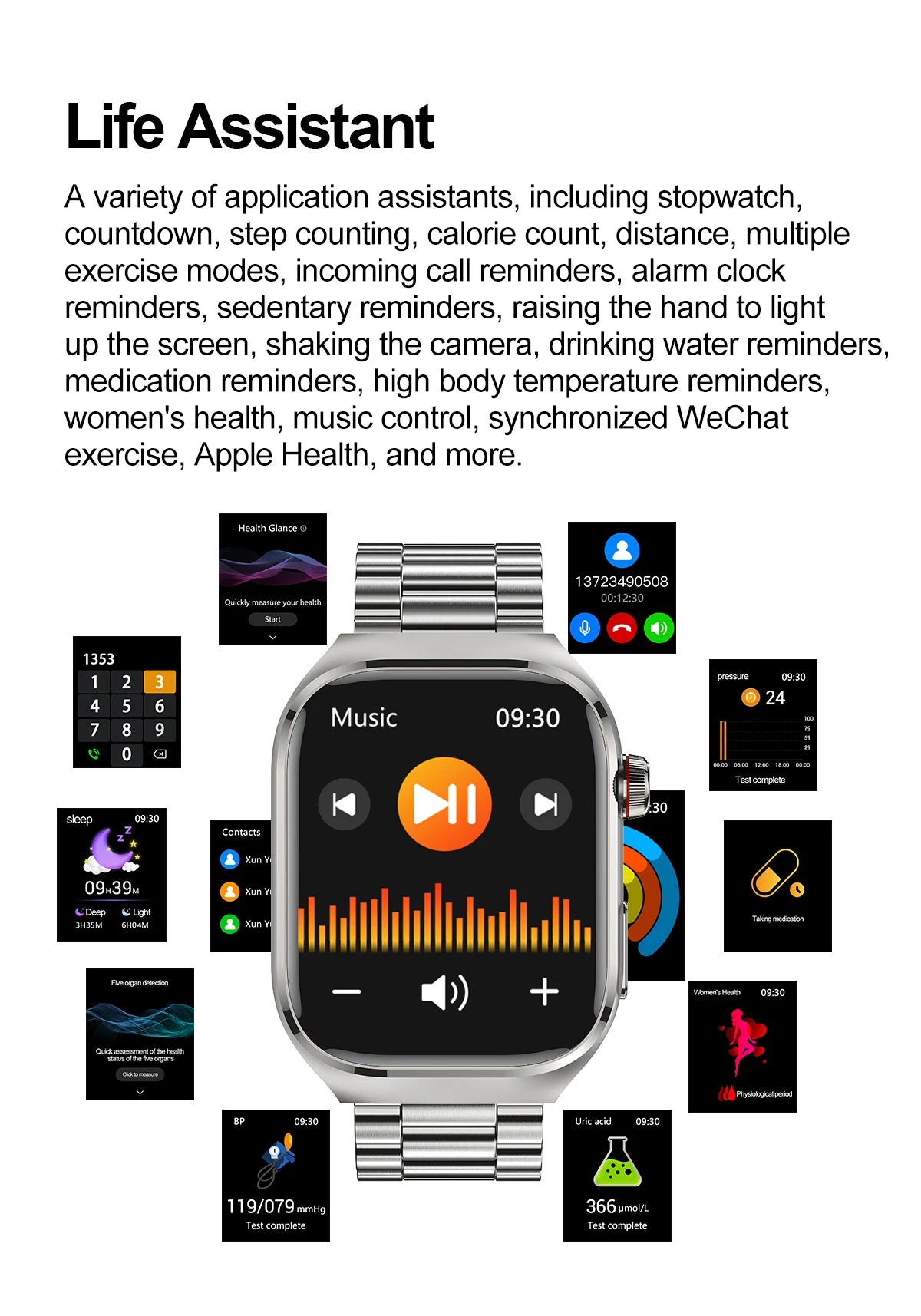 2025 Micro Health Smartwatch for Men, Body & Organ Monitor, Bluetooth Call