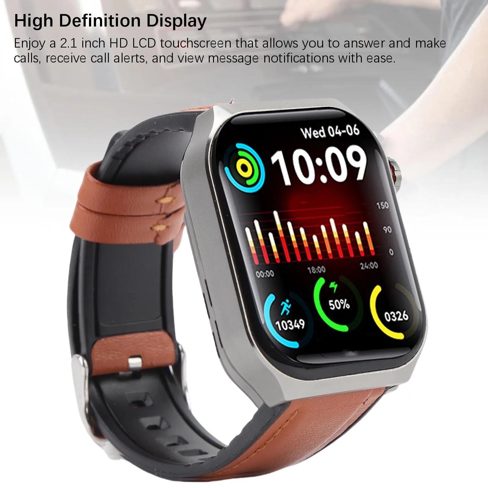 Fitness Smartwatch with Bluetooth Call, 52 Sports Modes, SOS Alert