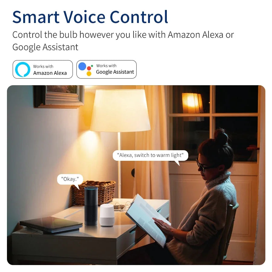 Tuya Smart WiFi LED Bulb, E27, 10W/15W/20W, RGB, APP & Voice Control