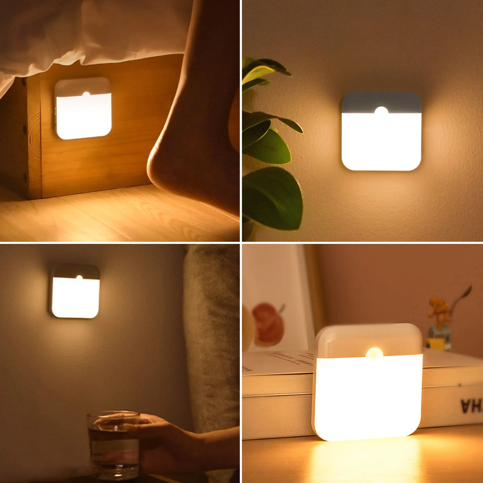 LED Smart Human Body Sensor Night Light, USB Rechargeable, Wireless