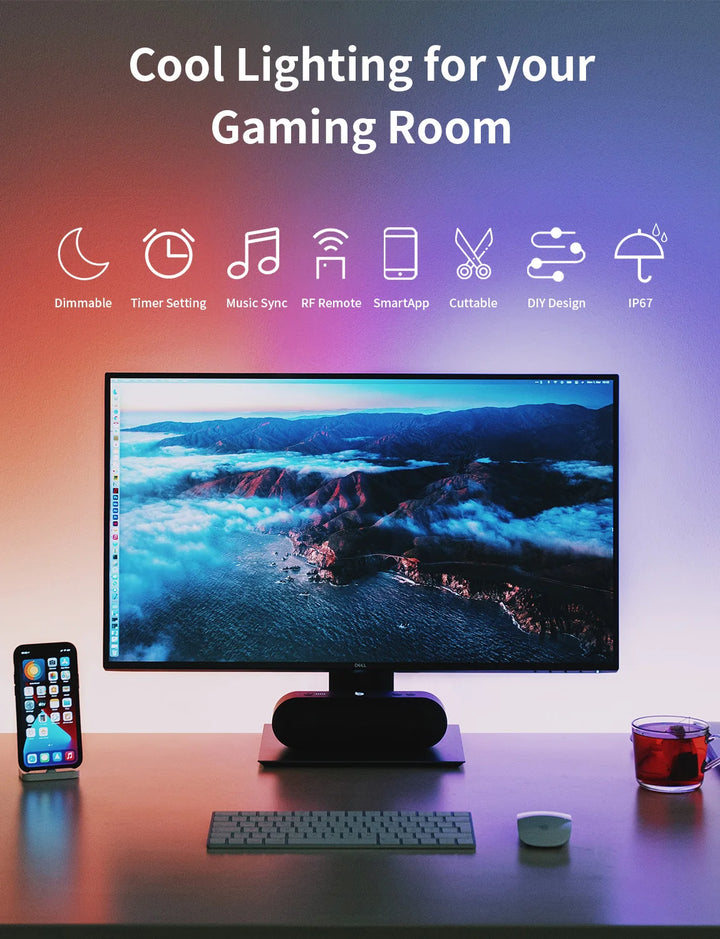 Smart RGB LED Strip Lights, SMD 5050, APP & Remote Control
