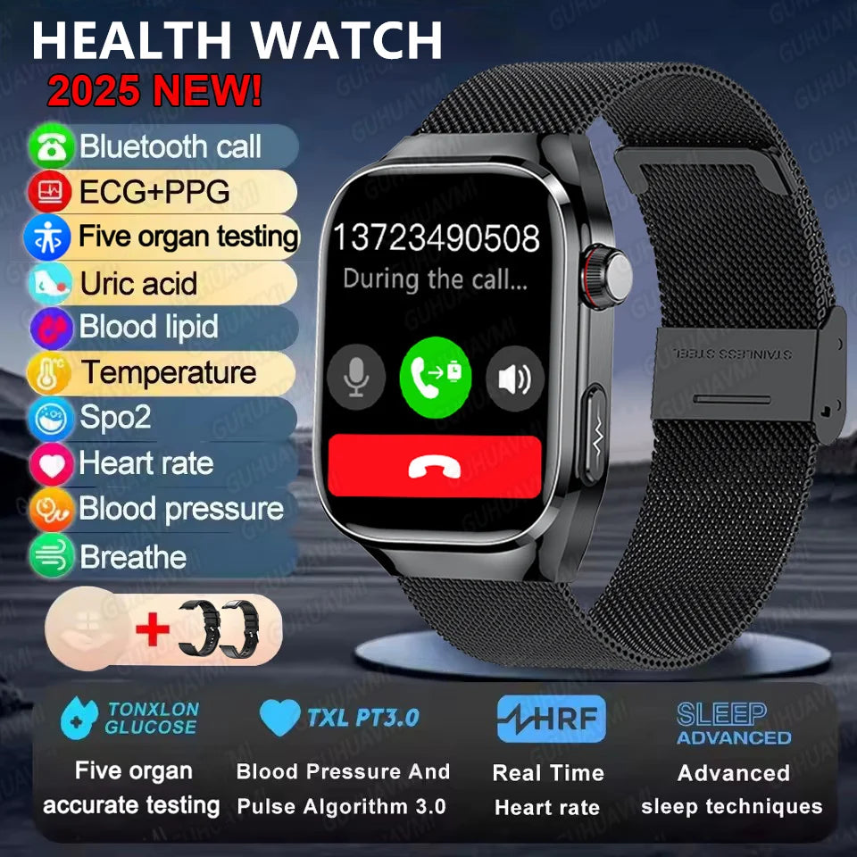 2025 Micro Health Smartwatch for Men, Body & Organ Monitor, Bluetooth Call