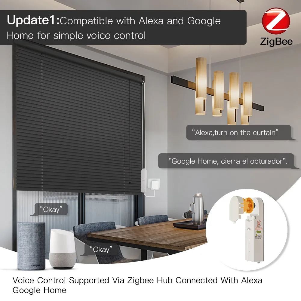 ZigBee Smart Roller Blind Motor, Tuya, Alexa/Google Control