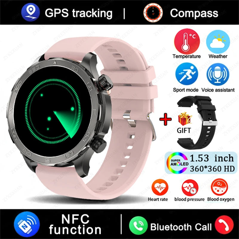 2025 Bluetooth Call Smartwatch for Men, AMOLED HD, NFC, GPS, IP68